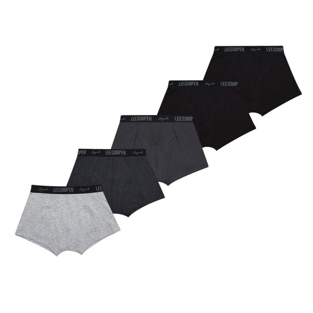 Lee Cooper Boys Elasticated Waist Comfort Boxer Shorts (Pack of 5) / Core Black